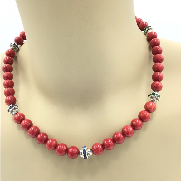 Hand Crafted Coral Statement Necklace 17” NWT - Picture 6 of 15